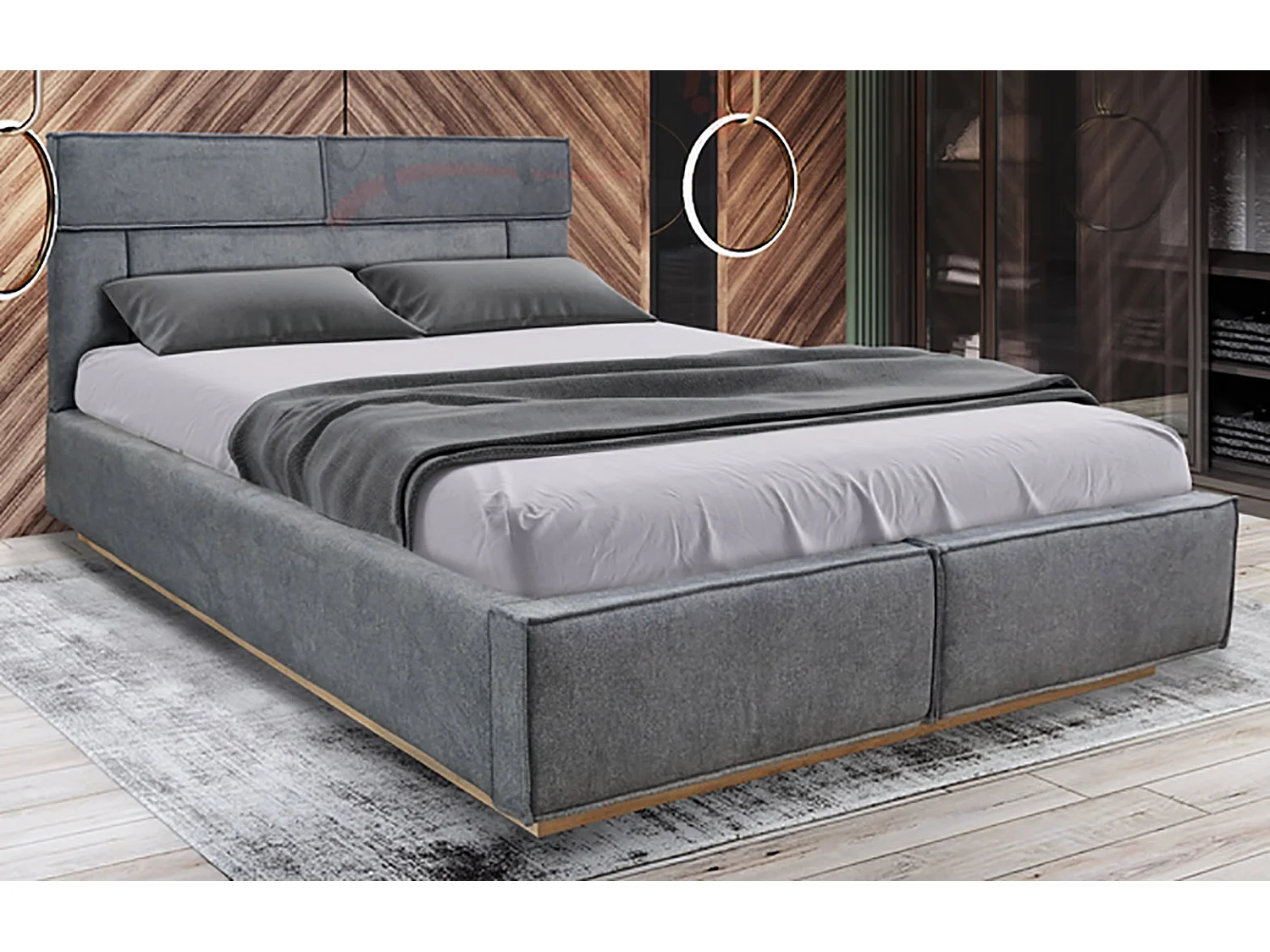 Letto matrimoniale con contenitore design moderno 160x200 grigio scuro LI33
