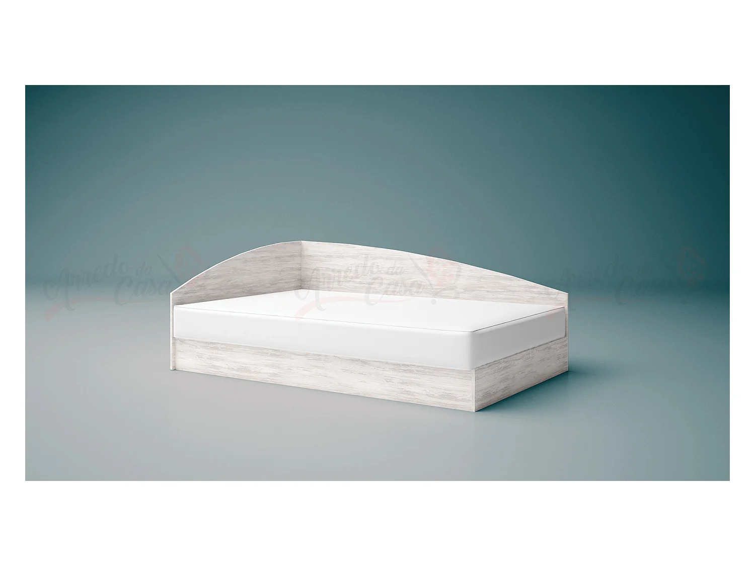 Letto contenitore una piazza e mezzo con struttura angolare 190x120 bianco legno LG5