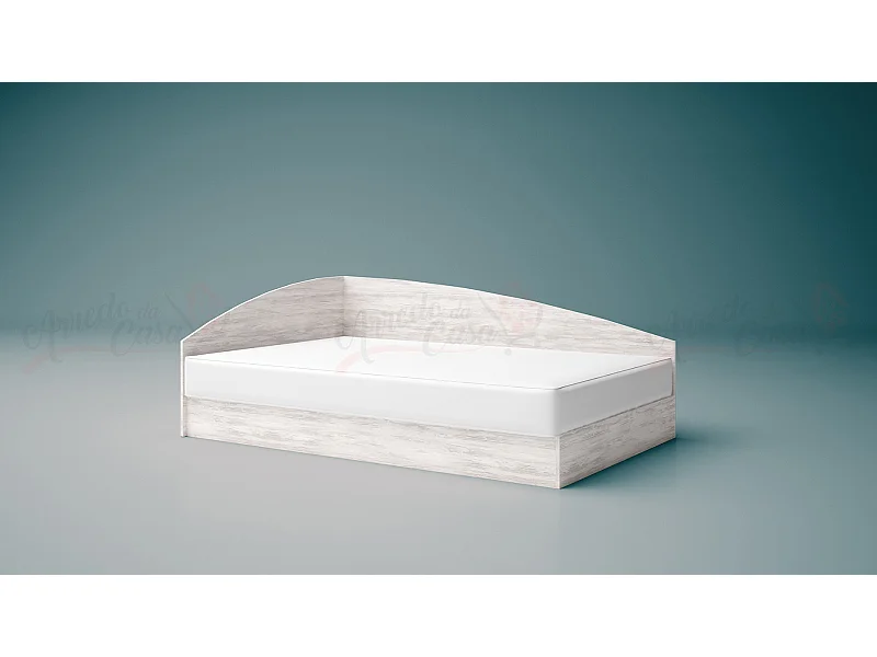 Letto contenitore una piazza e mezzo con struttura angolare 190x120 bianco legno LG5