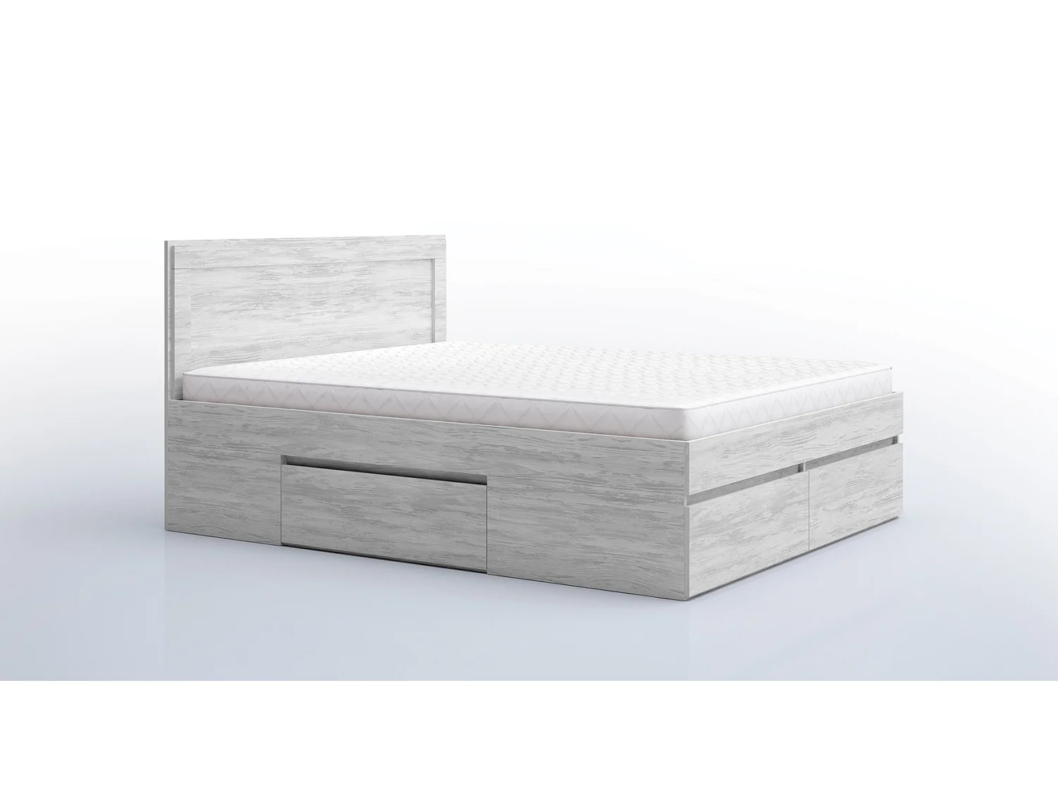 Letto matrimoniale moderno con cassetti bianco legno LG60