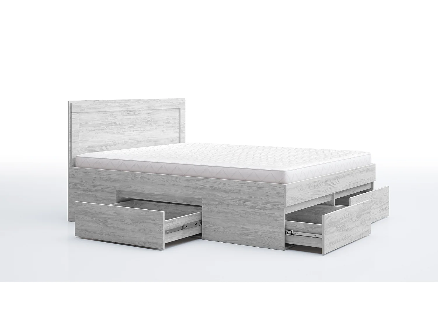 Letto matrimoniale moderno con cassetti bianco legno LG60