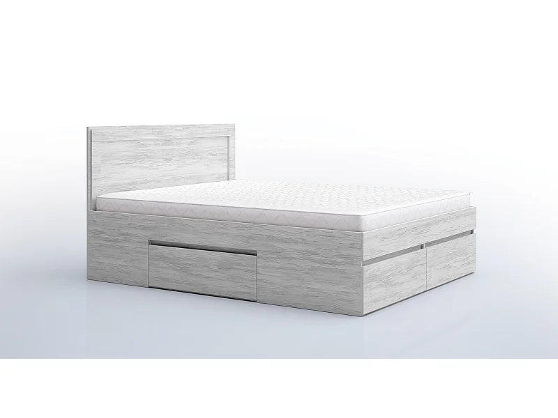 Letto matrimoniale moderno con cassetti bianco legno LG60