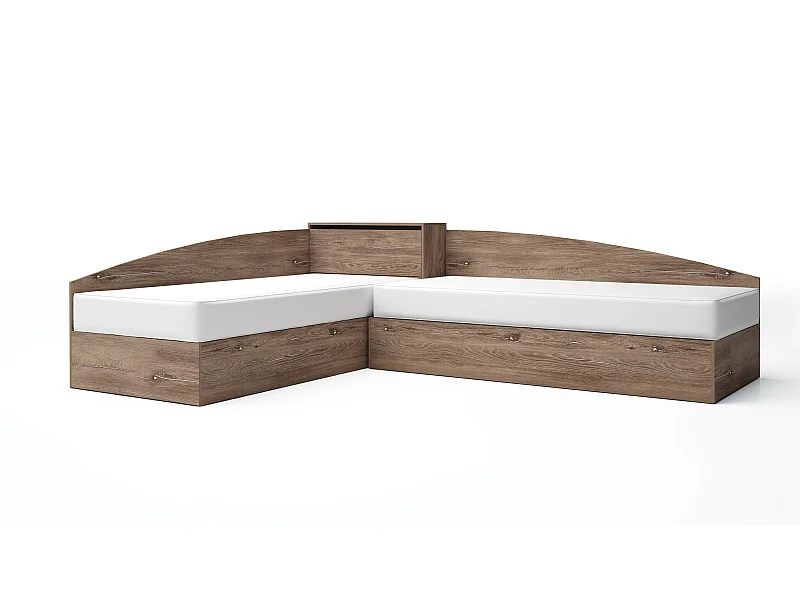 Letti singoli ad angolo marrone LG55