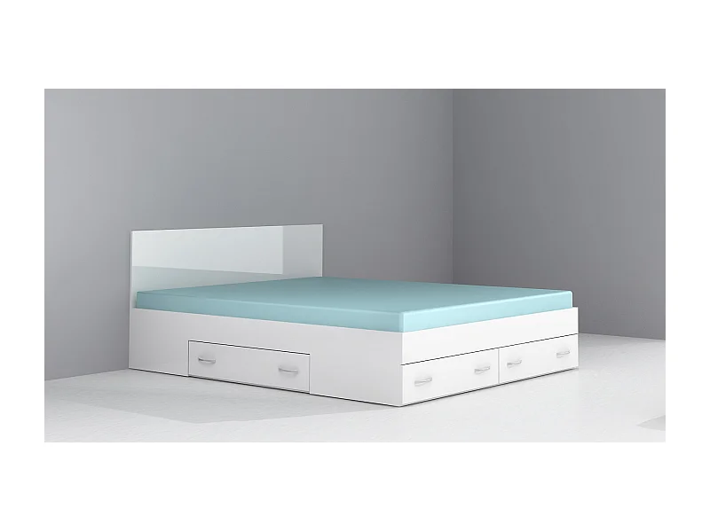 Letto matrimoniale con contenitore bianco lucido LG12