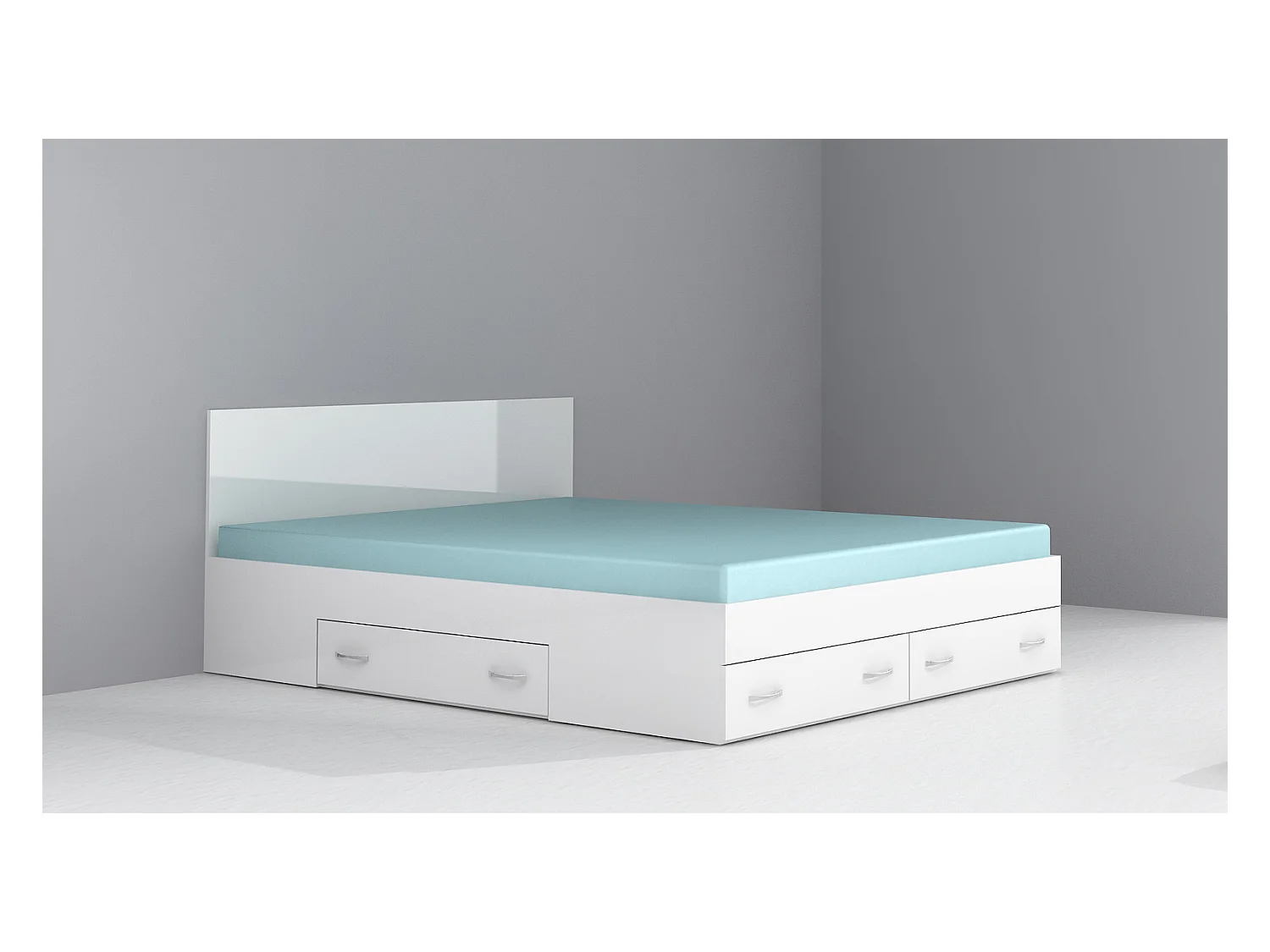 Letto matrimoniale con contenitore bianco lucido LG12