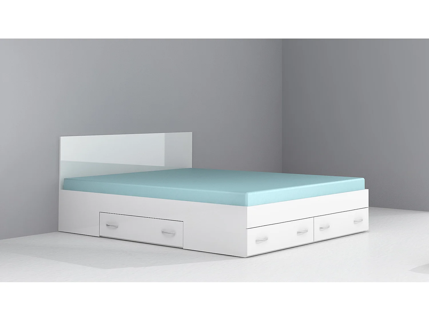 Letto matrimoniale con contenitore bianco lucido LG12