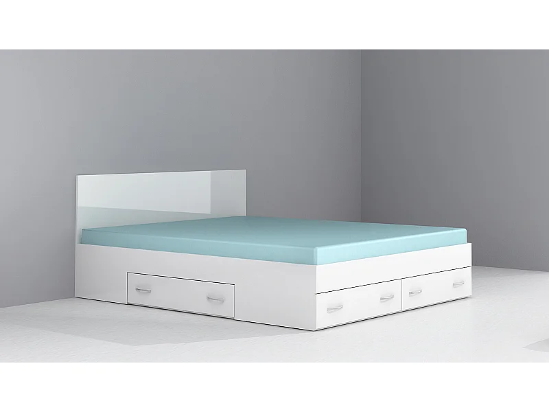 Letto matrimoniale con contenitore bianco lucido LG12