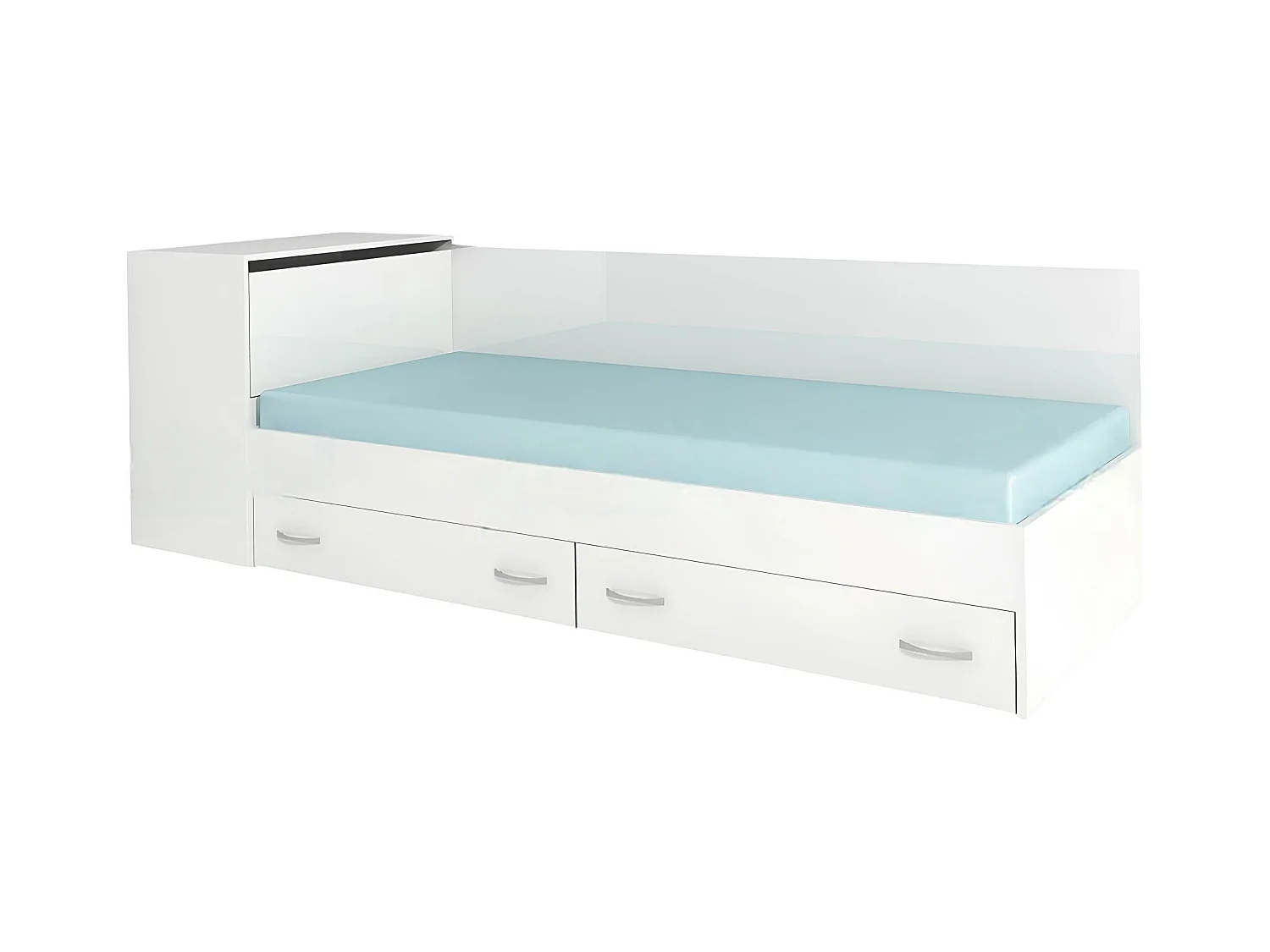 Letto singolo moderno con cassetti 82x190 cm bianco lucido LG17