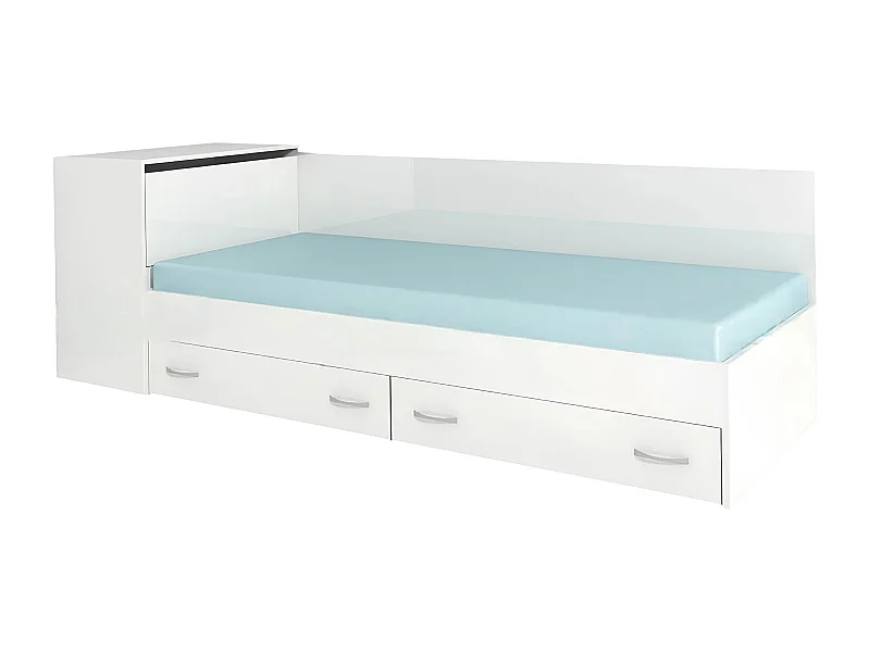 Letto singolo moderno con cassetti 82x190 cm bianco lucido LG17