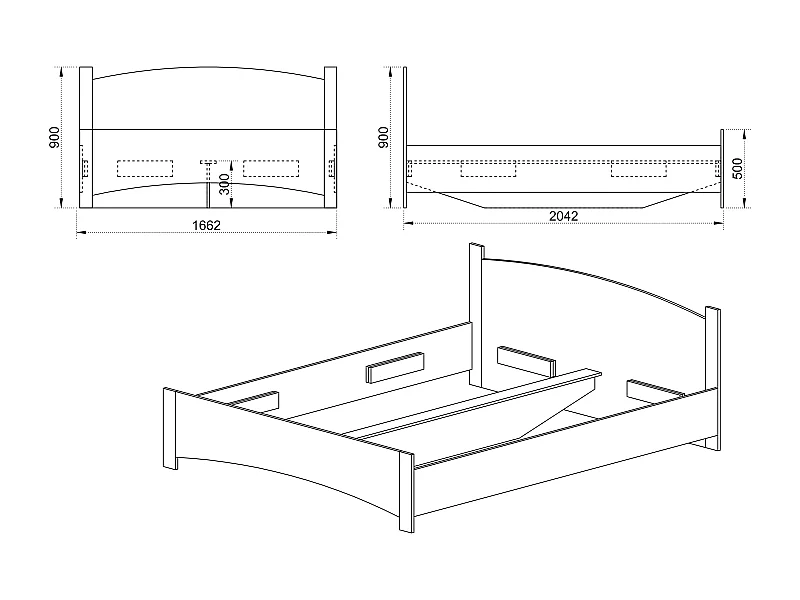 Letto matrimoniale con contenitore moderno 200x160 rovere LI2012