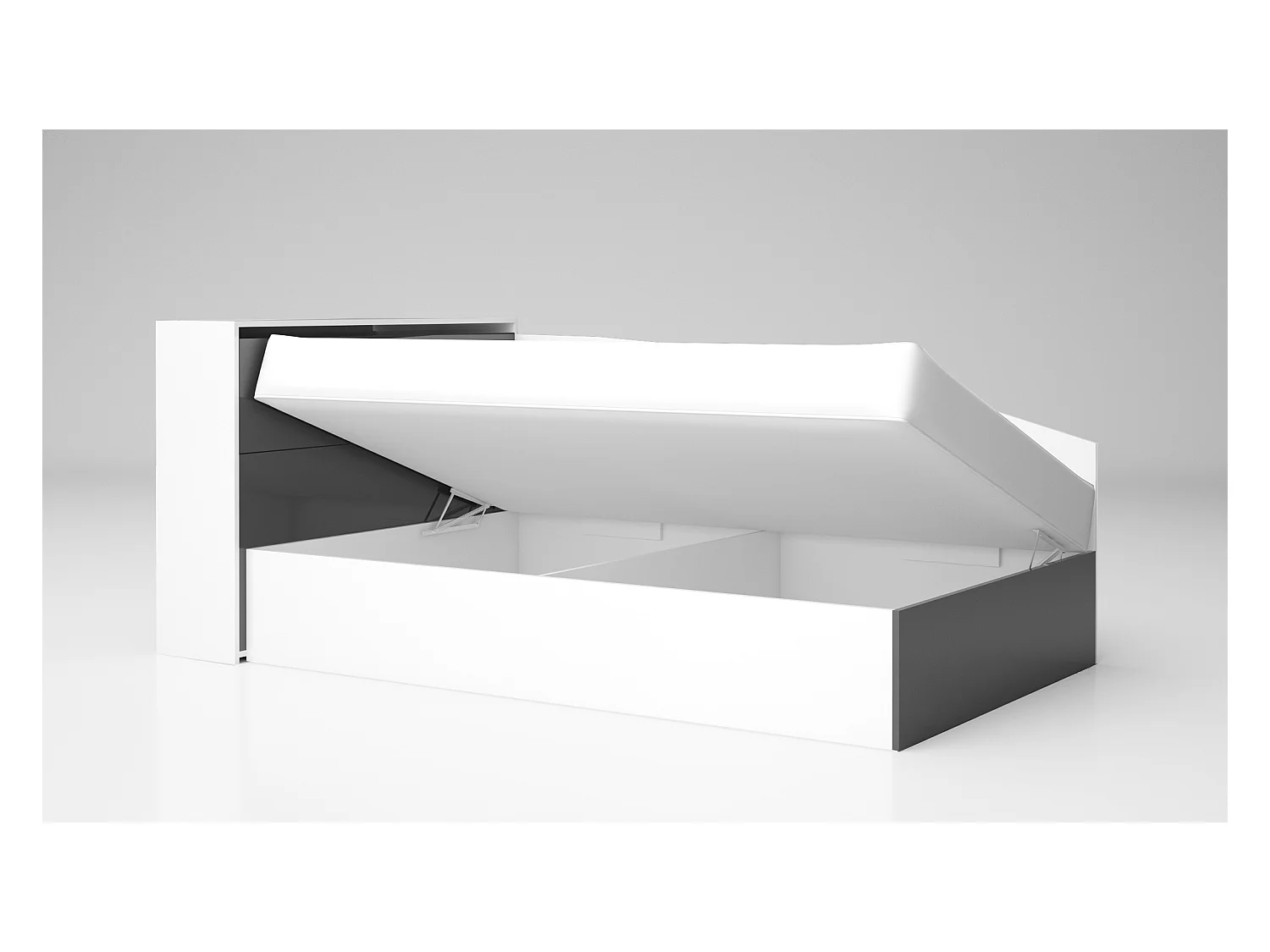 Letto singolo ad angolo per cameretta design moderno 190x120 bianco lucido e grigio lucido LG56