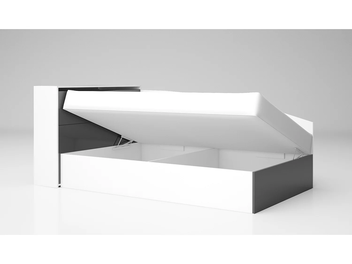 Letto singolo ad angolo per cameretta design moderno 190x120 bianco lucido e grigio lucido LG56