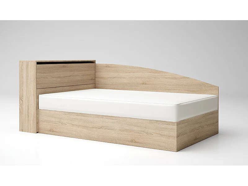 Letto singolo ad angolo per cameretta design moderno 190x120 rovere sonoma LG56