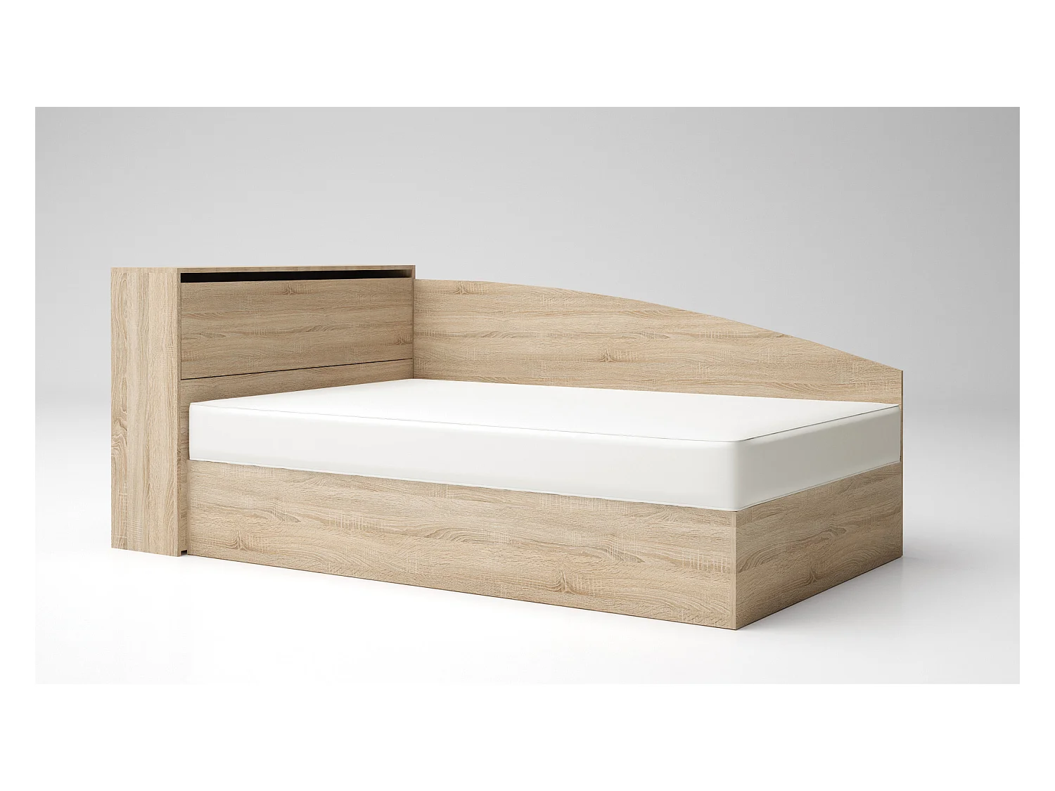 Letto singolo ad angolo per cameretta design moderno 190x120 rovere sonoma LG56