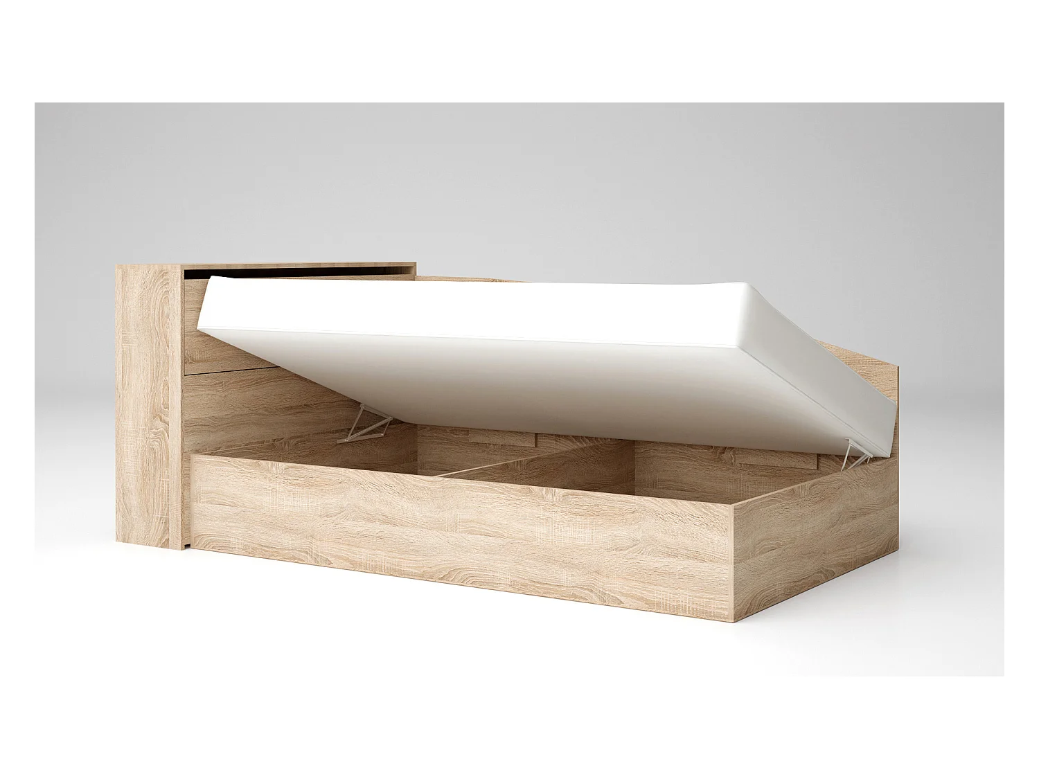 Letto singolo ad angolo per cameretta design moderno 190x120 rovere sonoma LG56