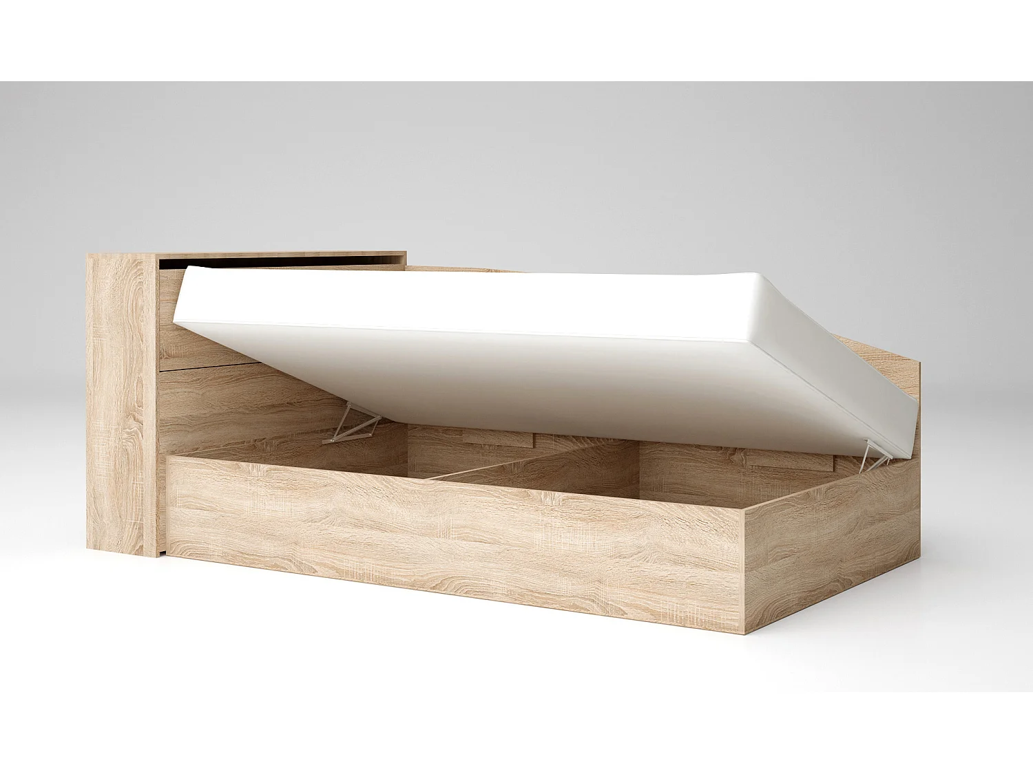 Letto singolo ad angolo per cameretta design moderno 190x120 rovere sonoma LG56