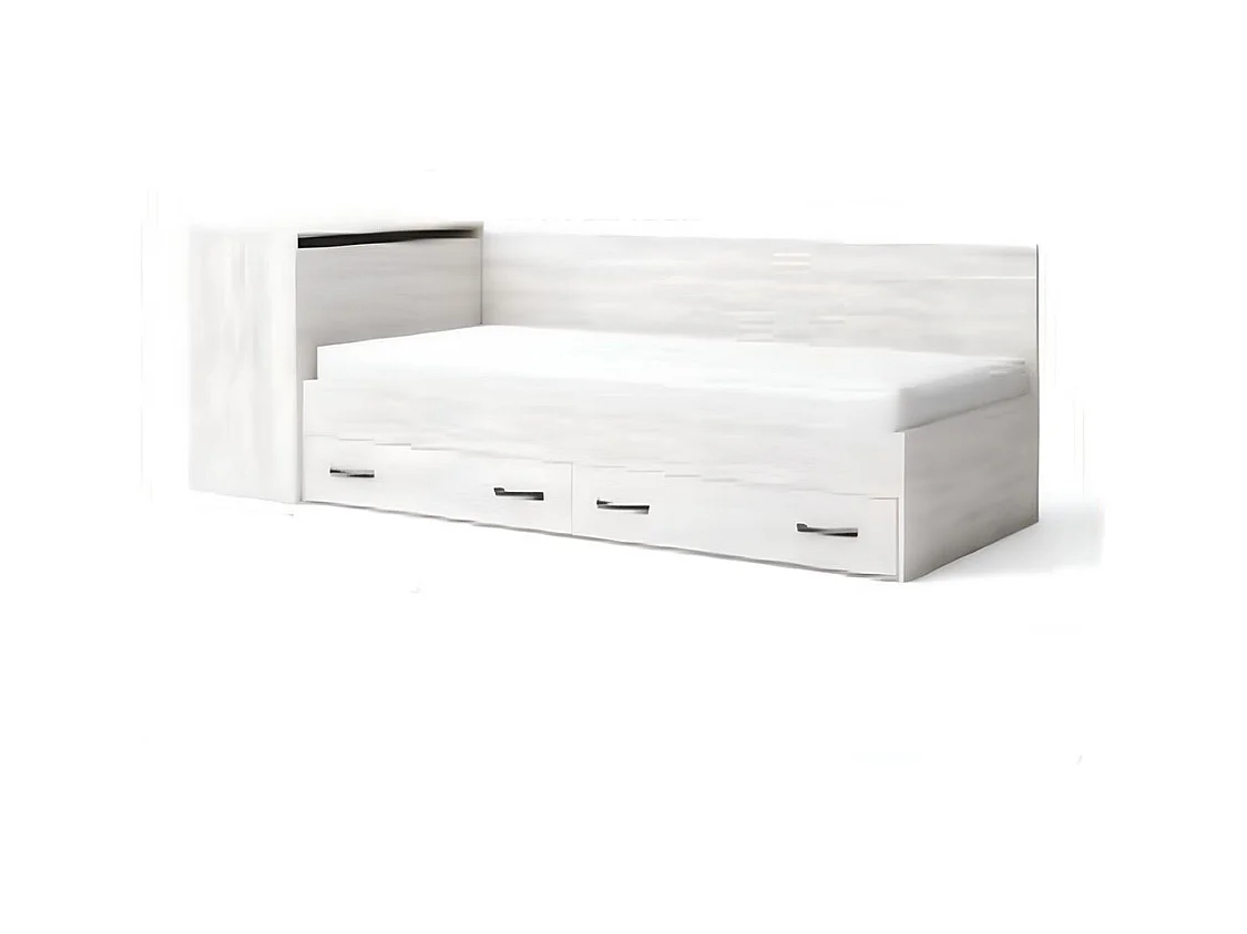 Letto singolo moderno con cassetti 82x190 cm bianco legno LG17