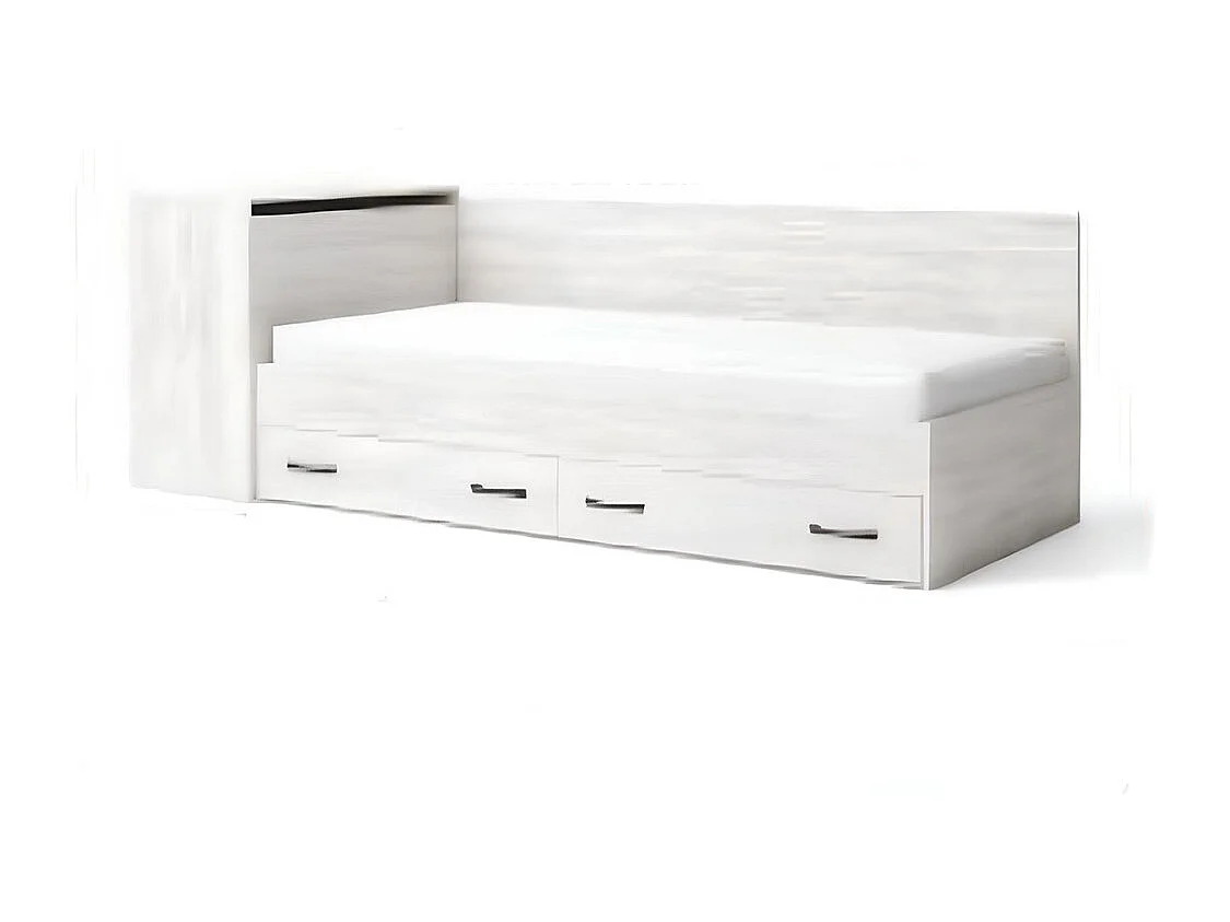 Letto singolo moderno con cassetti 82x190 cm bianco legno LG17