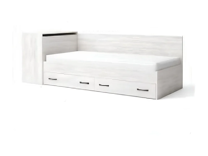 Letto singolo moderno con cassetti 82x190 cm bianco legno LG17