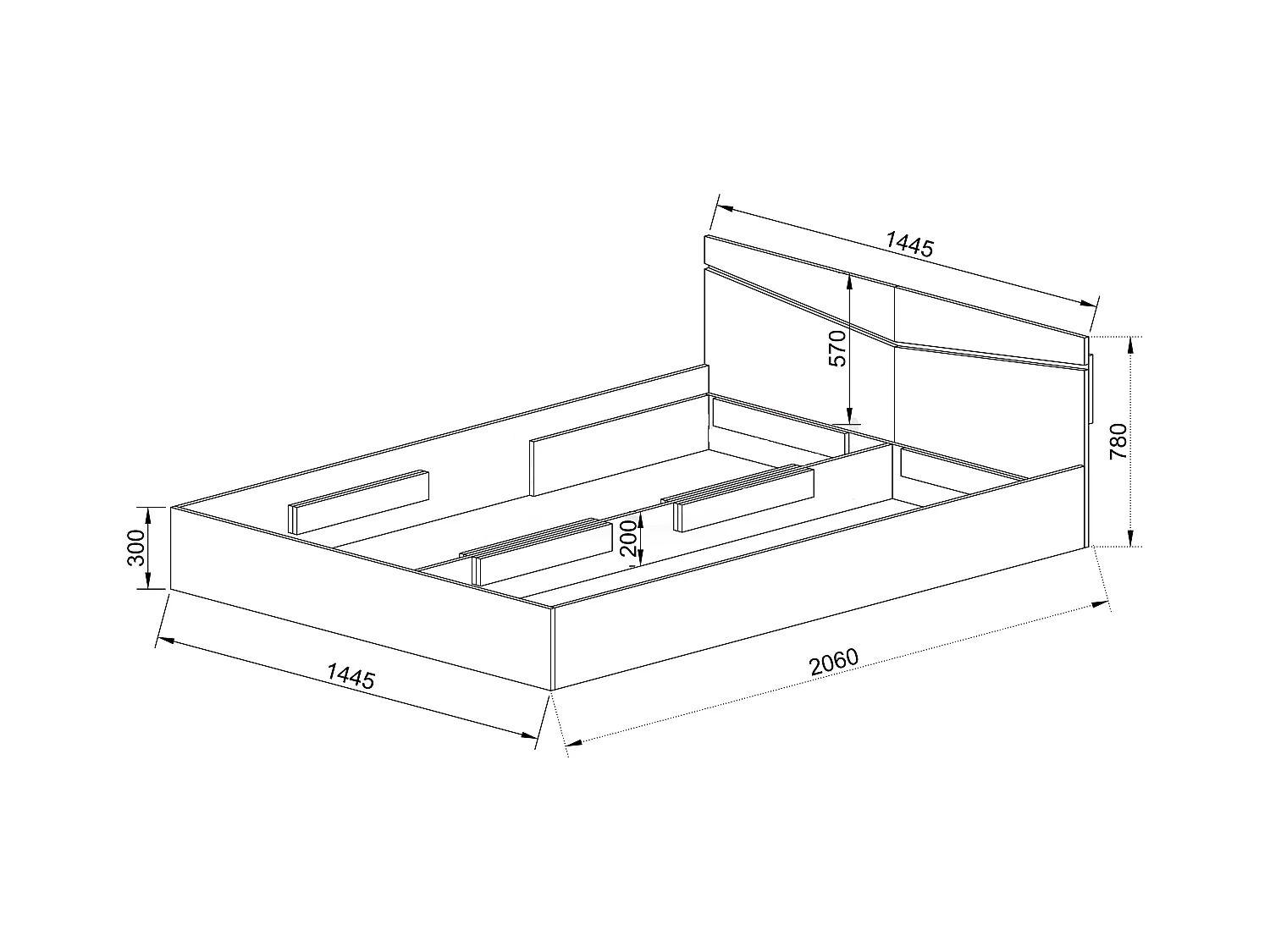 Letto contenitore una piazza e mezza effetto legno 190x71 rovere chiaro LI2010
