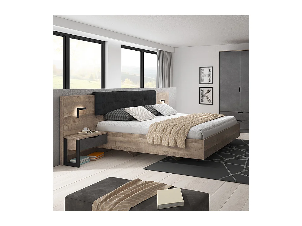 Letto matrimoniale 160X200cm marrone e nero LLK2