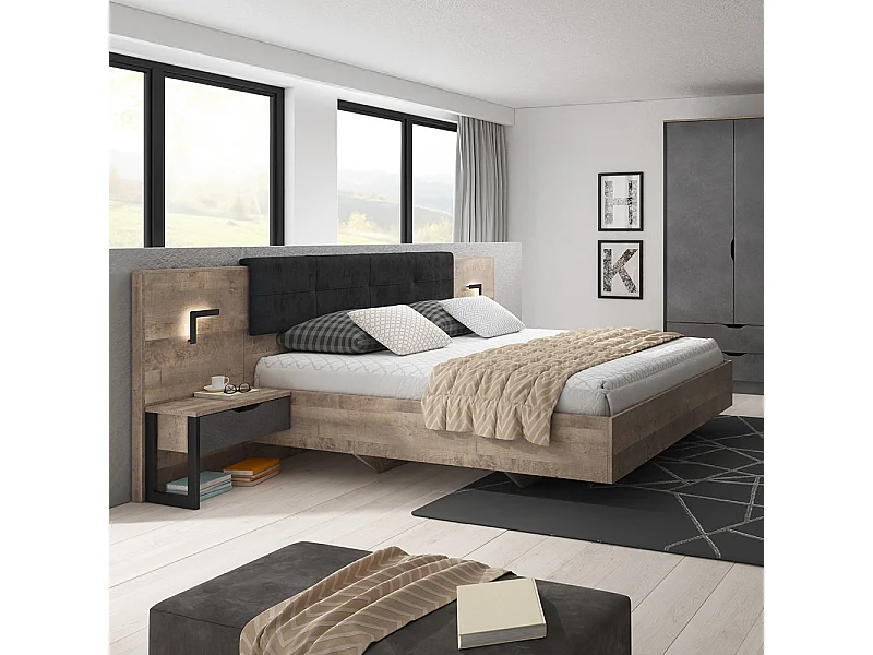 Letto matrimoniale 160X200cm marrone e nero LLK2