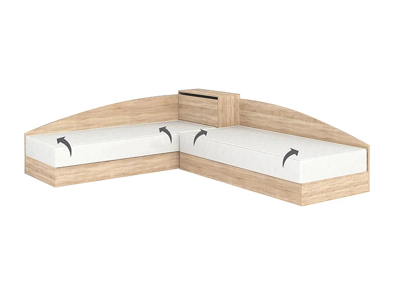 Doppio letto singolo con contenitore e struttura ad angolo 82x190 rovere sonoma LG8