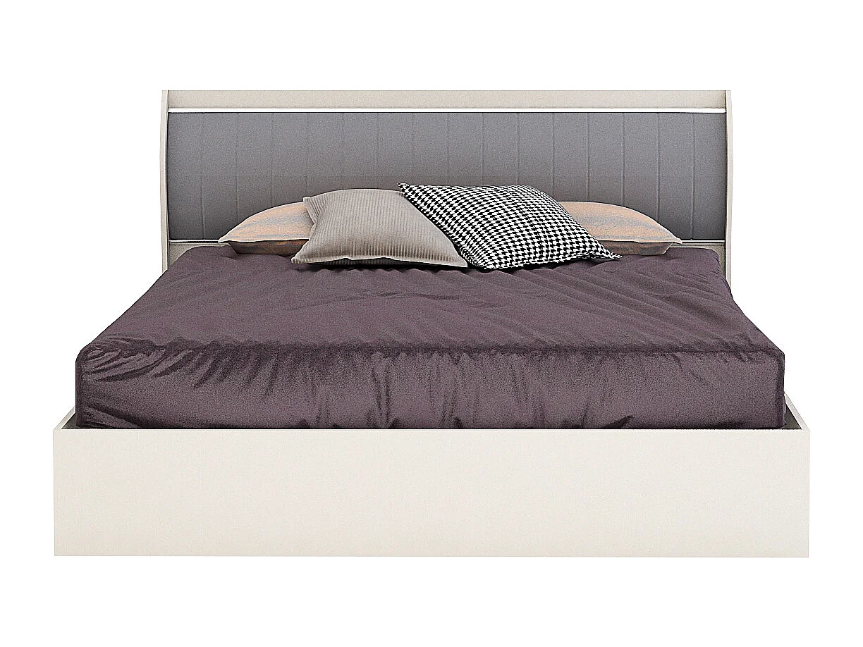 Letto matrimoniale contenitore 160x200 cm con testiera imbottita cashmere e grigio LG32