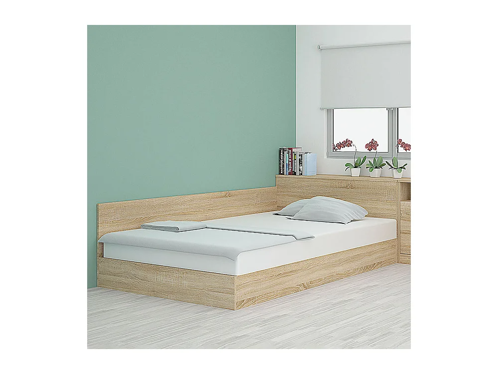 Letto a una piazza e mezza contenitore effetto legno 190x120 rovere sonoma LMG2