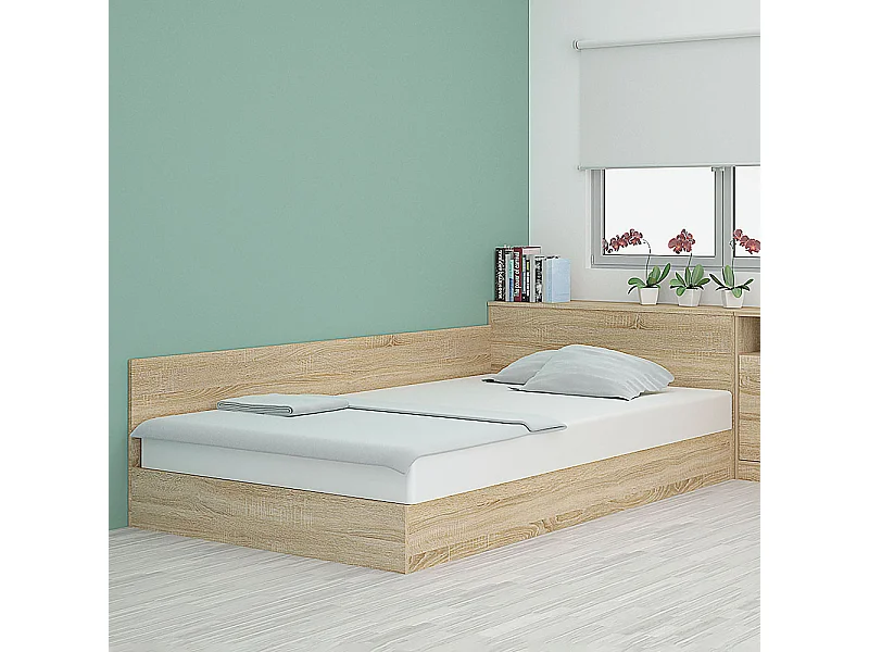 Letto a una piazza e mezza contenitore effetto legno 190x120 rovere sonoma LMG2