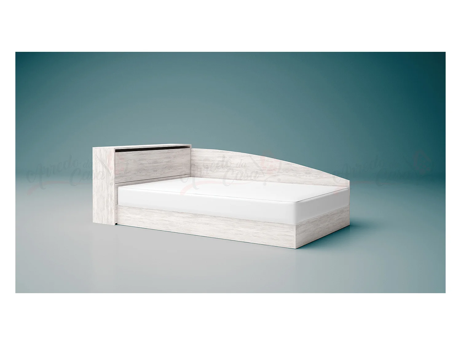 Letto angolare a una piazza e mezza con vano contenitore 190x75 bianco legno LG9