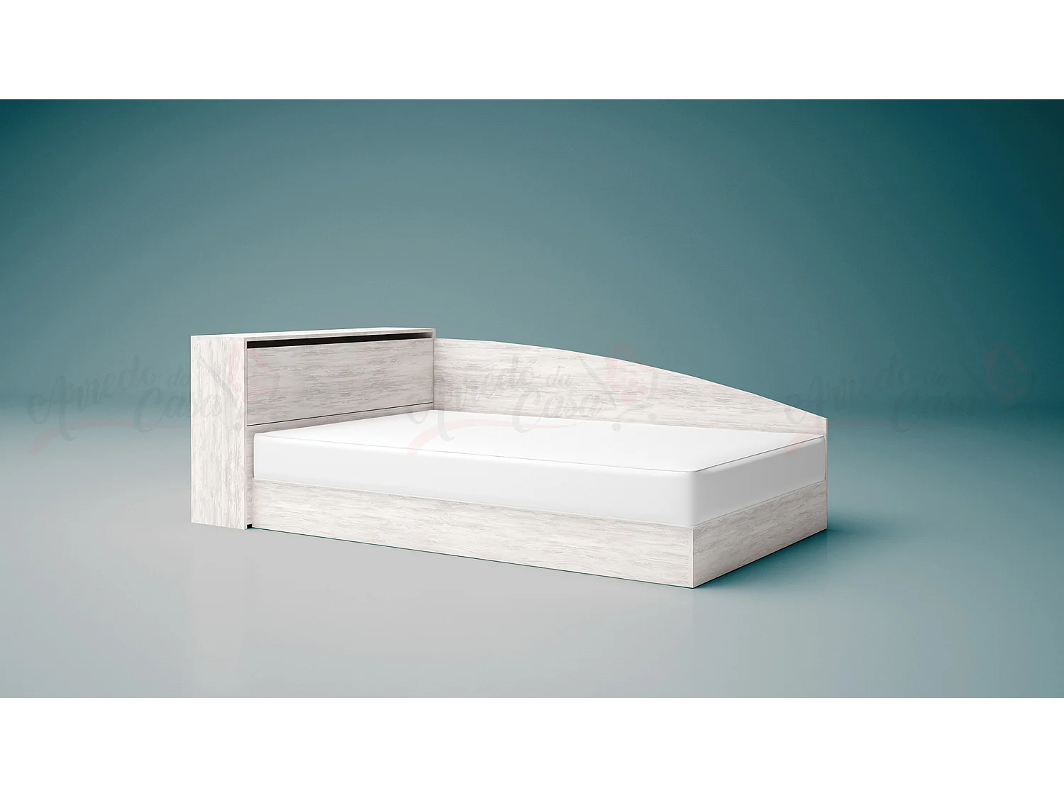 Letto angolare a una piazza e mezza con vano contenitore 190x75 bianco legno LG9