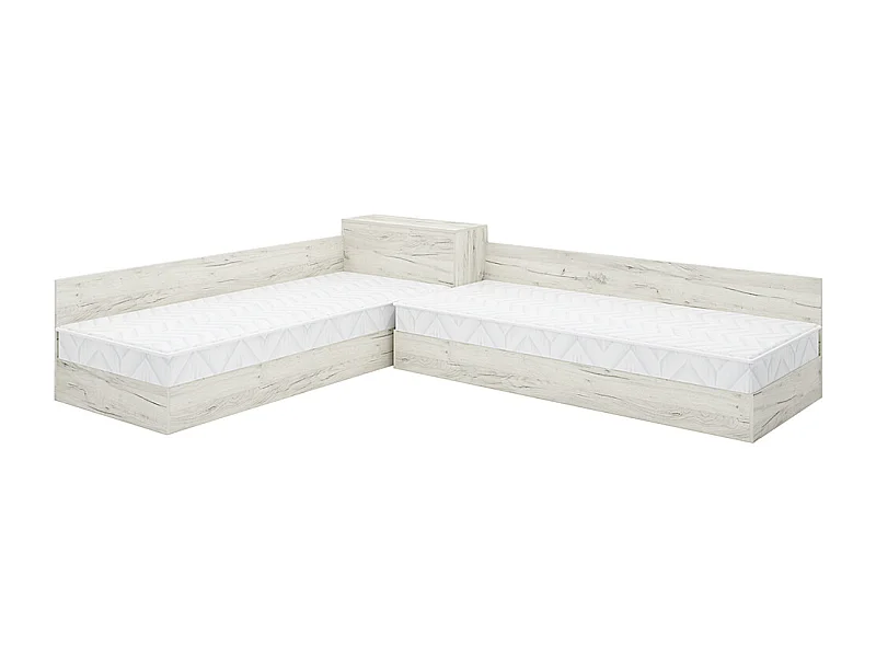 Doppio letto singolo contenitore ad angolo 190x82 bianco legno LMG3