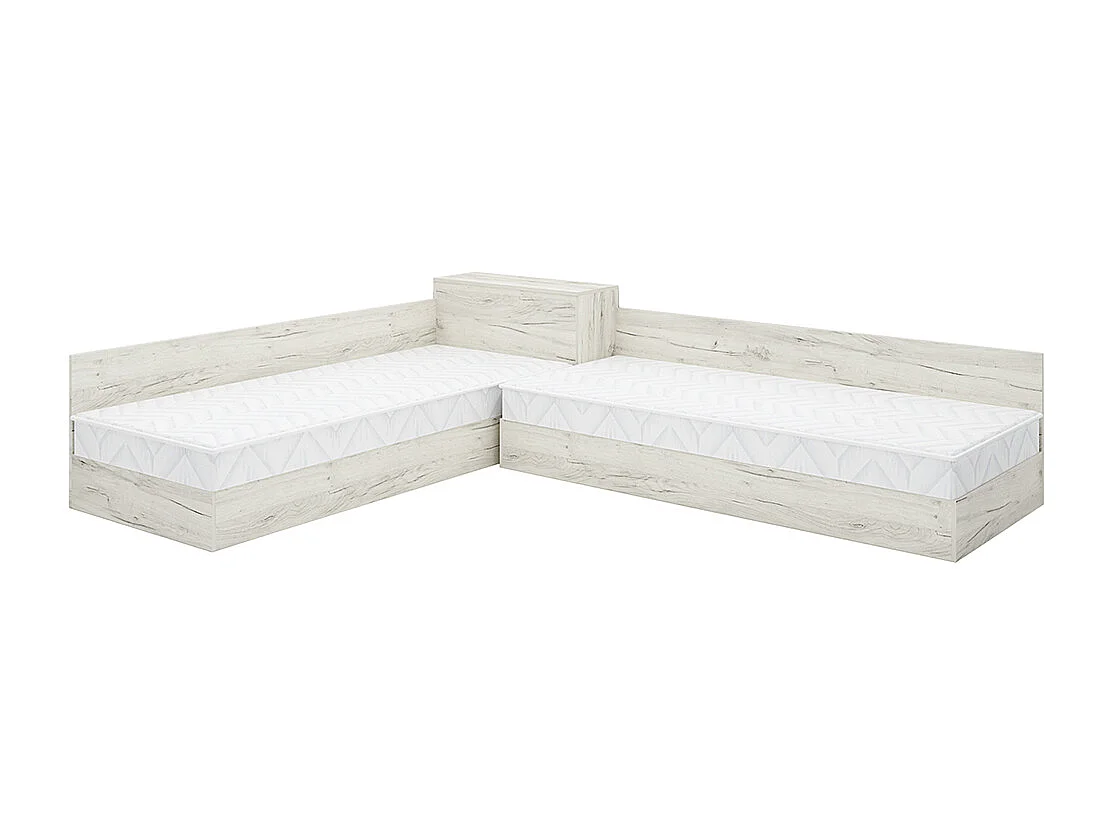 Doppio letto singolo contenitore ad angolo 190x82 bianco legno LMG3