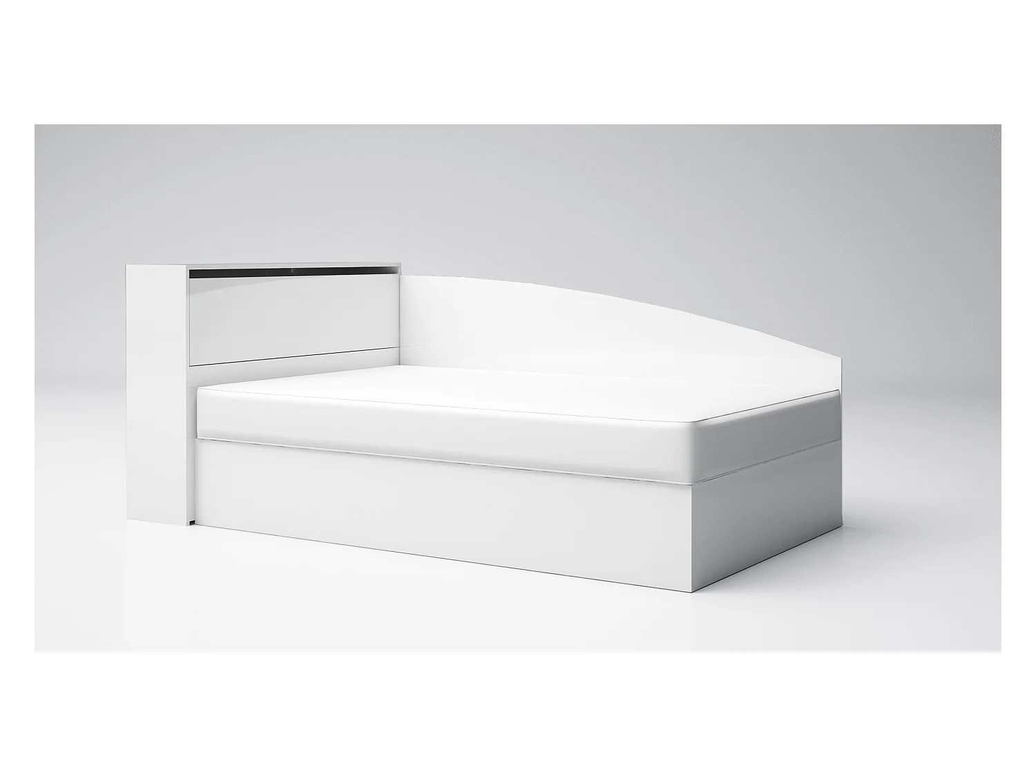 Letto singolo ad angolo per cameretta design moderno 190x120 bianco lucido LG56