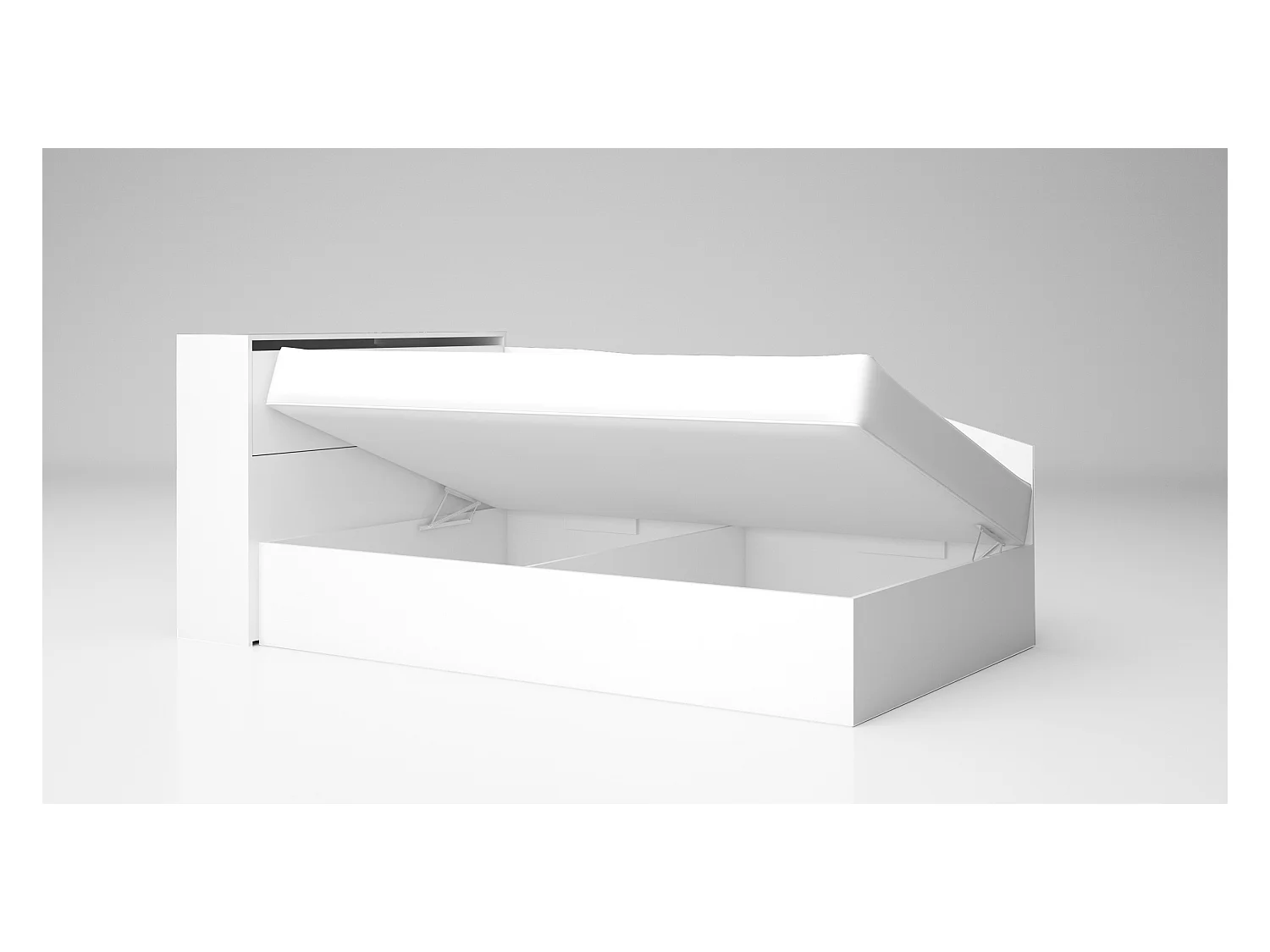Letto singolo ad angolo per cameretta design moderno 190x120 bianco lucido LG56