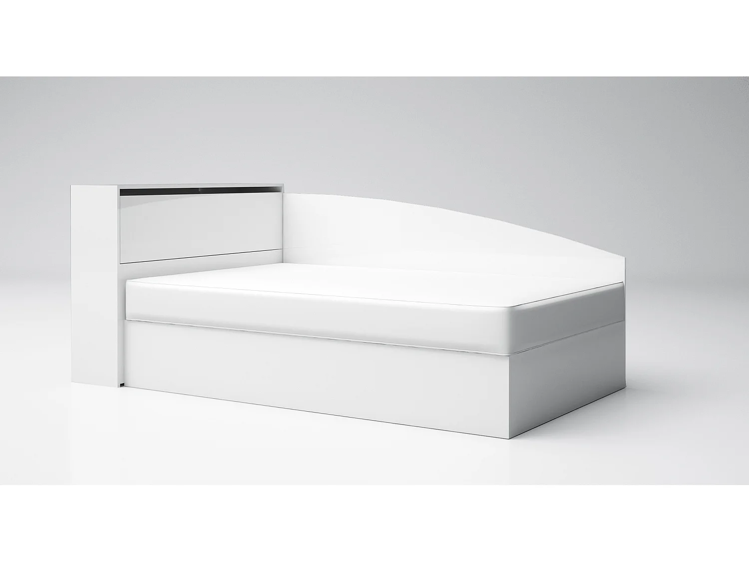 Letto singolo ad angolo per cameretta design moderno 190x120 bianco lucido LG56