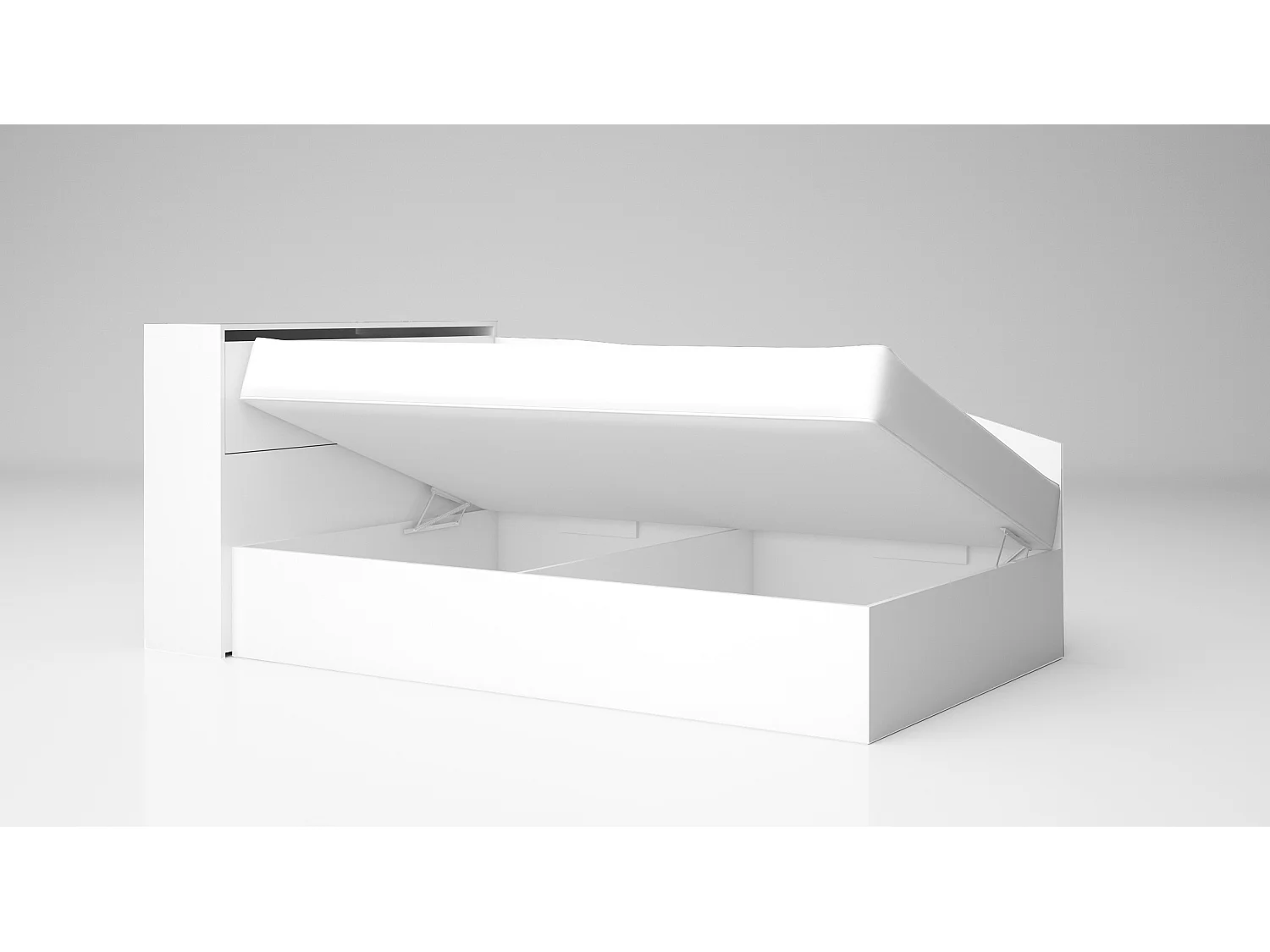 Letto singolo ad angolo per cameretta design moderno 190x120 bianco lucido LG56