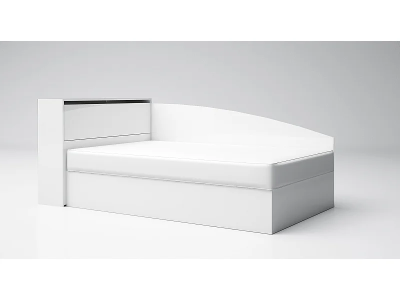 Letto singolo ad angolo per cameretta design moderno 190x120 bianco lucido LG56