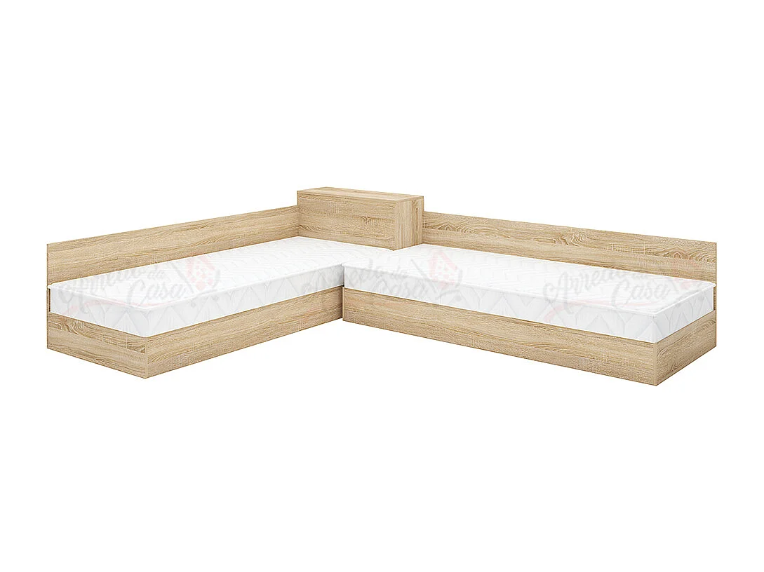 Doppio letto singolo contenitore ad angolo 190x82 rovere sonoma LMG3