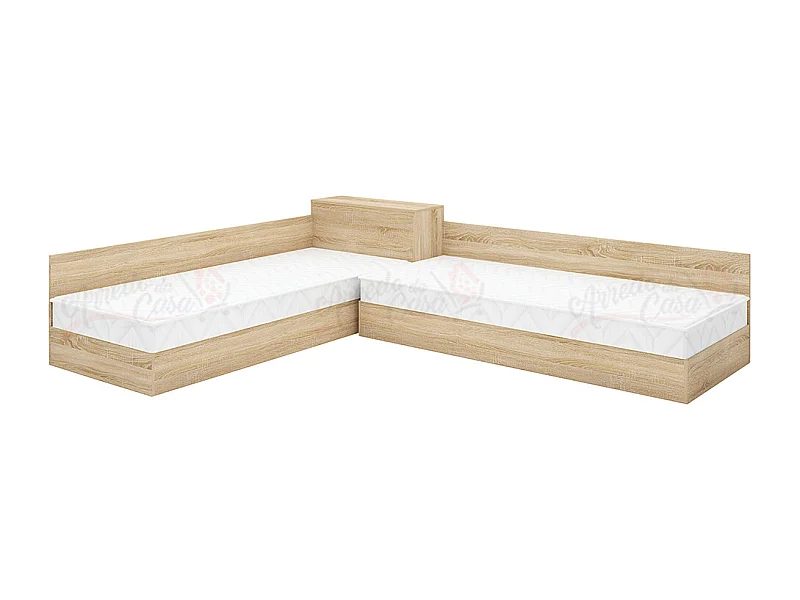 Doppio letto singolo contenitore ad angolo 190x82 rovere sonoma LMG3