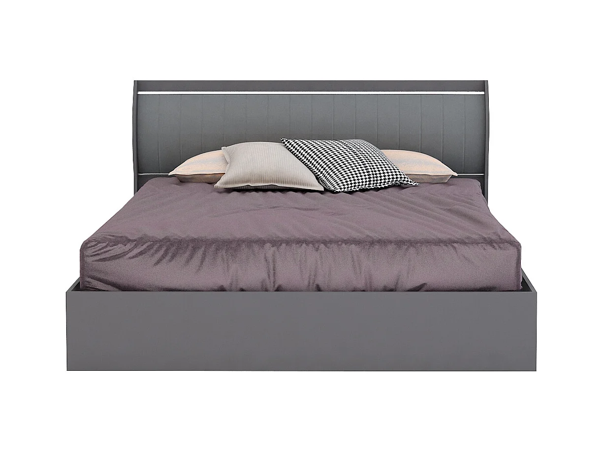 Letto matrimoniale contenitore elegante 160x200 cm con testiera imbottita grigio LG32
