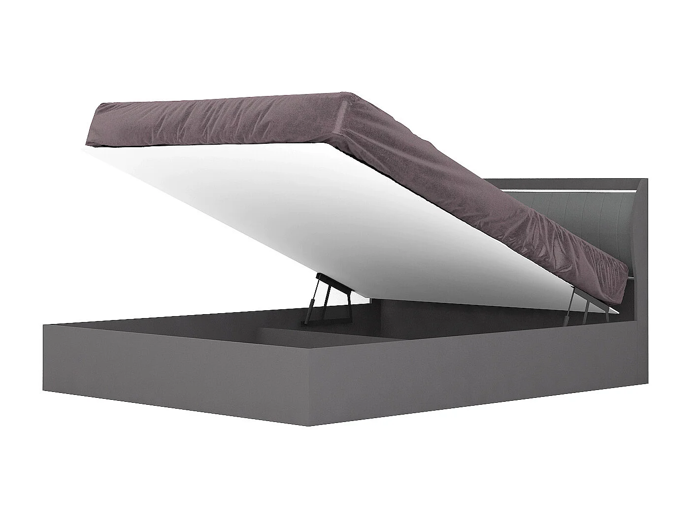 Letto matrimoniale contenitore elegante 160x200 cm con testiera imbottita grigio LG32