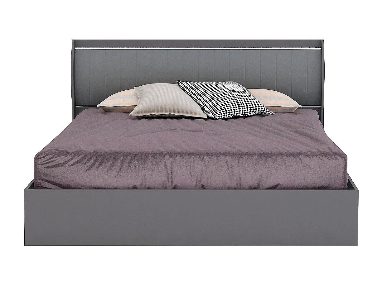 Letto matrimoniale contenitore elegante 160x200 cm con testiera imbottita grigio LG32