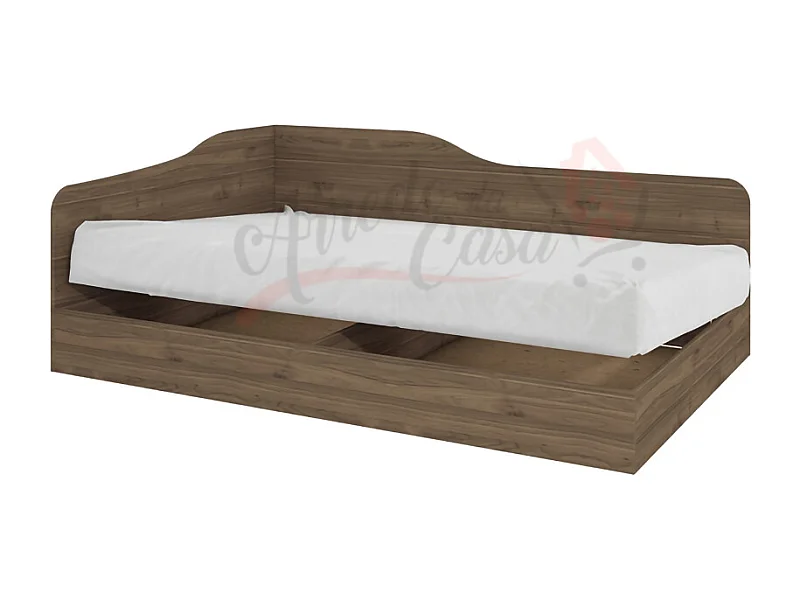 Letto singolo con contenitore ad angolo effetto legno 190x71 noce chiaro LI2004