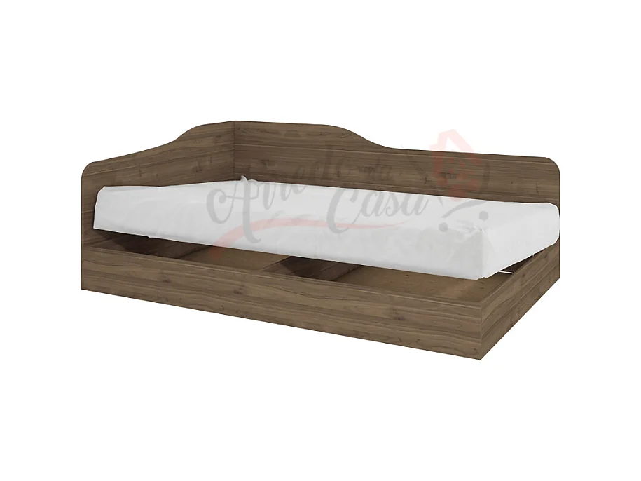 Letto singolo con contenitore ad angolo effetto legno 190x71 noce chiaro LI2004