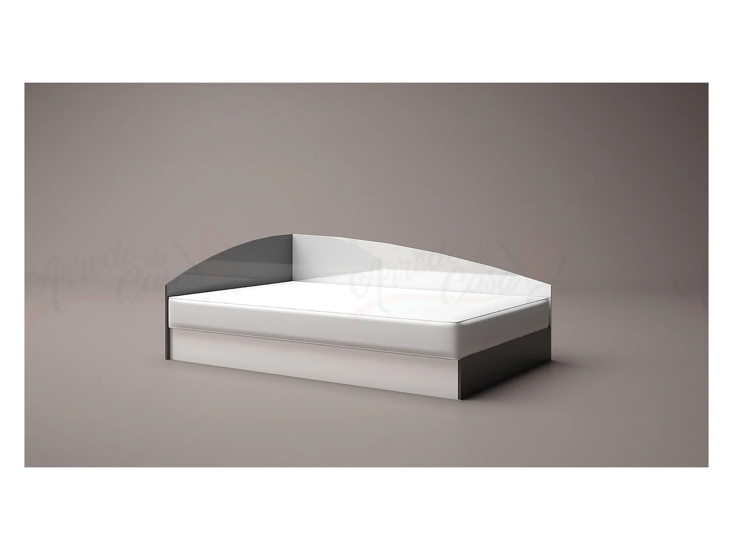 Letto contenitore una piazza e mezzo con struttura angolare 190x120 bianco lucido e grigio lucido LG5
