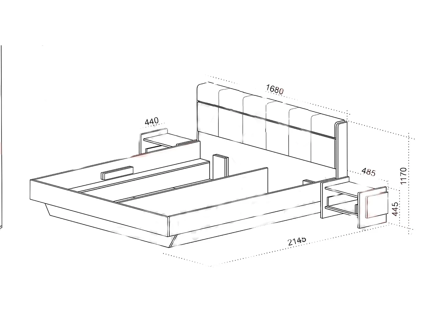 Letto matrimoniale contenitore con comodini 160x200cm grafite quercia beige LU44