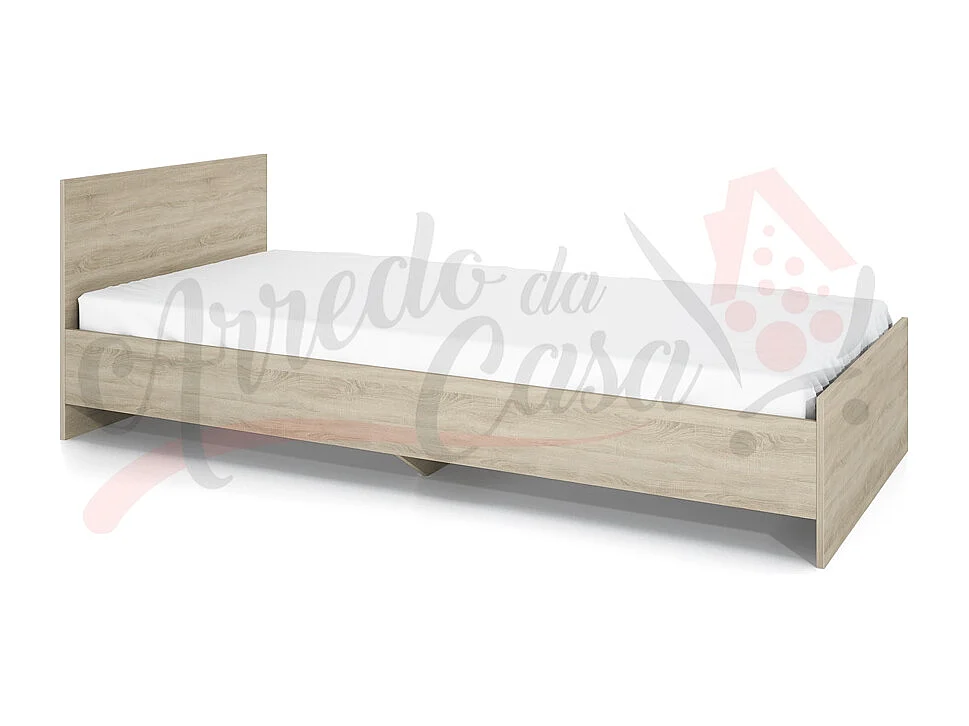 Letto singolo design classico effetto legno 200x90 rovere chiaro LI2006