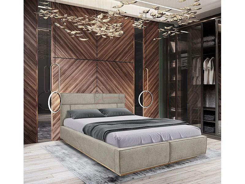 Letto matrimoniale con contenitore design moderno 160x200 ecru LI33